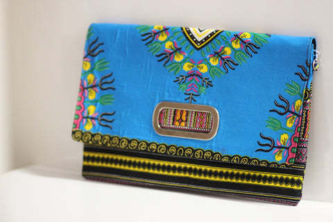 Oversize African Print Envelope Clutch w/ Chain