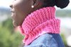 Pink Knit Button Circle Scarf